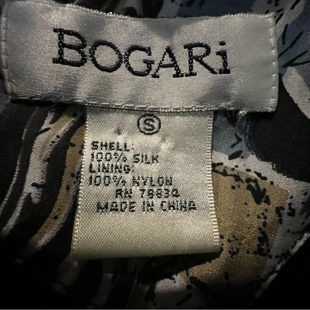 Vintage Bogari 100% Silk Floral Bomber Jacket -Navy/Cream Multi Size Small EUC - Picture 3 of 4